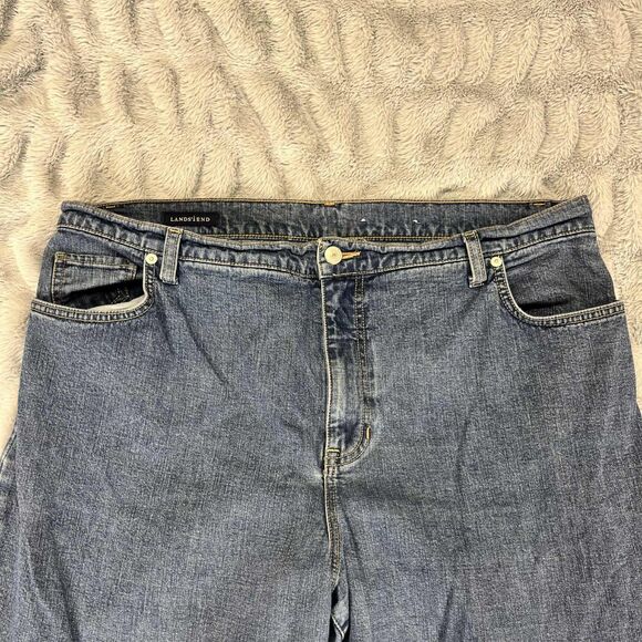 Lands' End Jeans Women 18 Straight Leg High Rise Stretch Blue Denim Western Work - Picture 3 of 8
